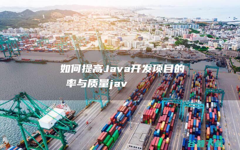 如何提高Java开发项目的效率与质量-java教程