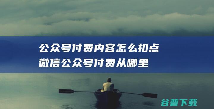 公众号付费内容怎么扣点，微信公众号付费从哪里扣除-微信服务