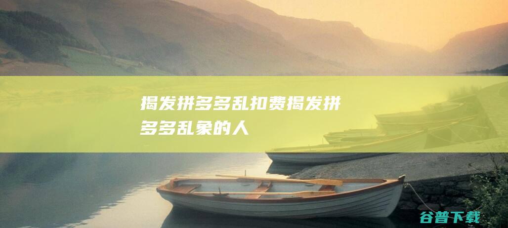 揭发拼多多乱扣费 (揭发拼多多乱象的人)