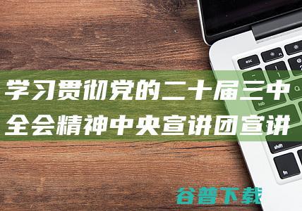 学习贯彻党的二十届三中全会精神中央宣讲团宣讲活动综述