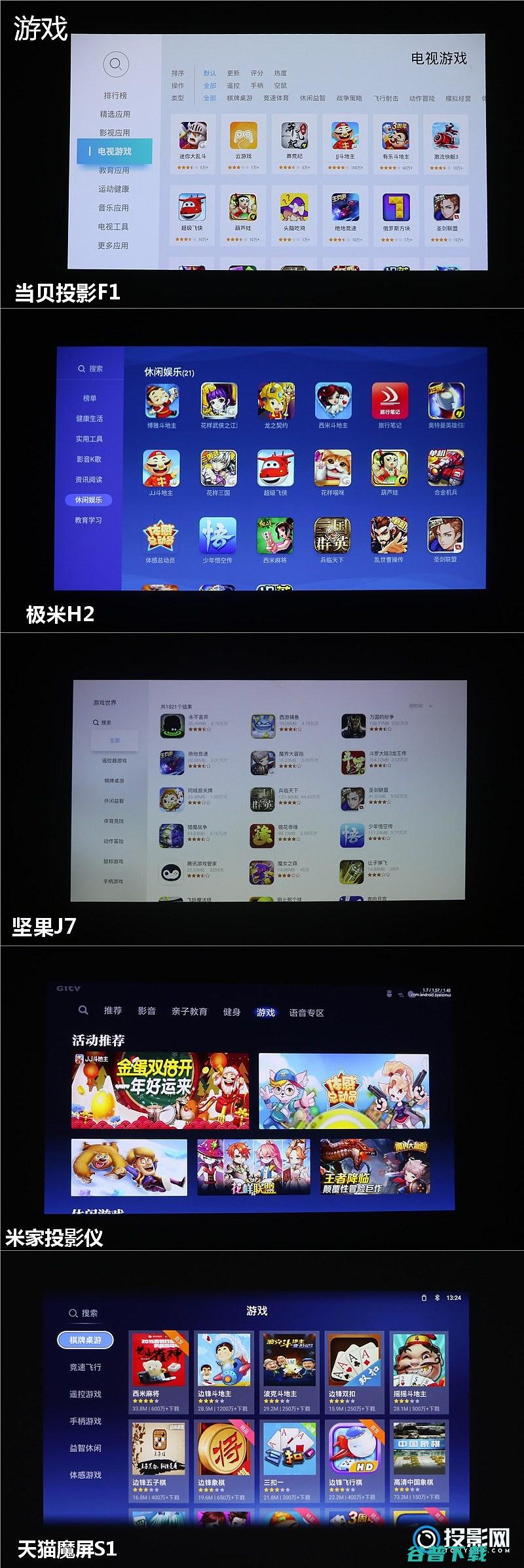 天猫魔屏S1对比横评坚果J7当贝投影F1米家
