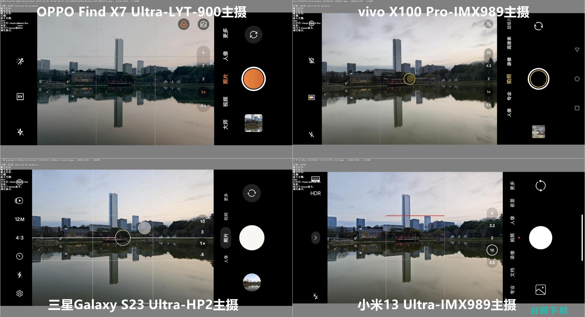 角度刁钻，OPPO Find X7 Ultra、vivo X Pro、小米13U和三星S23U取景框与高像素对比